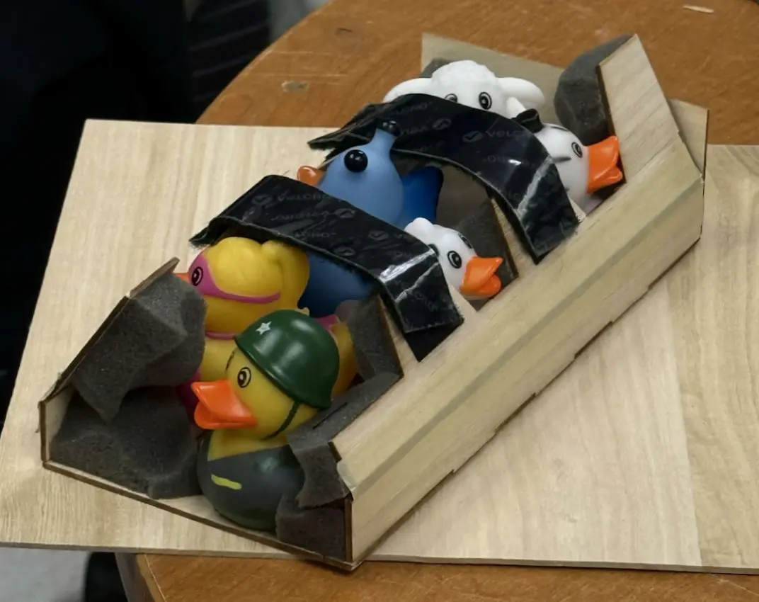 The Duck Burgers used to secure the ducks inside the plane