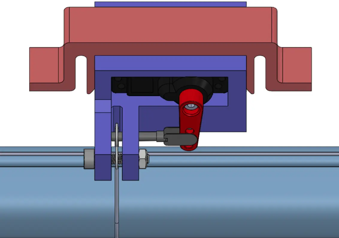 CAD model of the pin-sliding banner release mechanism